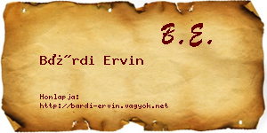 Bárdi Ervin névjegykártya