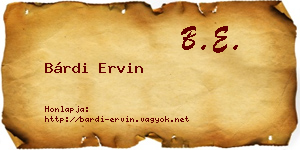 Bárdi Ervin névjegykártya